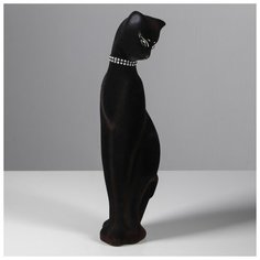 Копилка "Кошка Багира", флок, чёрная, 41 см 825269 Керамика ручной работы