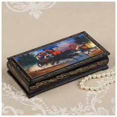 Шкатулка - купюрница «Тройка», 8,5×17 см, лаковая миниатюра 2431084 Сима ленд