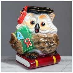 Копилка "Сова на книге", глянец 1314920 Керамика ручной работы