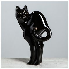 Копилка "Кошка сиамская", глянец, чёрная, 34 см 827600 Керамика ручной работы