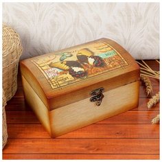 Шкатулка дерево лак "Счастье" 13х18х10 см 2273905 Сима ленд