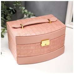 Шкатулка кожзам для украшений "Розовая. Глянец и питон" 13х21,5х15 см 5144424 Сима ленд