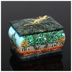 Шкатулка с ящеркой "Осень", 5х7 см, каменная крошка, змеевик 1144333 Сима ленд