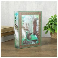 Шкатулка-книга дерево кожзам "Зелёный мопед" 23х17х6 см 4060603 Сима ленд