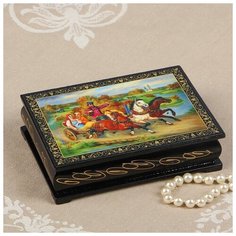 Шкатулка «Тройка в поле», 10×14 см, лаковая миниатюра 2314244 Сима ленд