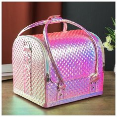 Шкатулка кожзам для косметики "Перламутровые ромбы" 25х24,5х30 см см 4768059 Сима ленд