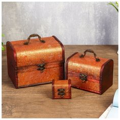 Шкатулка дерево "Онегин" набор 3 шт, 19,2х14х15 см, 15х10,5х11,2 см, 11х6х6,5 см 1035713 Сима ленд