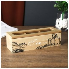 Шкатулка дерево с делениями "Замок-крепость" 7х8,5х24 см 4773930 Сима ленд