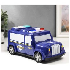 Копилка пластик для монет и купюр "Автомобиль полиция" отпечаток пальца 12х27х13 см 5417506 Сима ленд