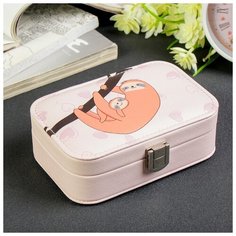 Шкатулка кожзам для украшений "Ленивец с малышом" 5х15х10 см 4101983 Сима ленд