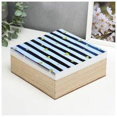 Шкатулка дерево "Полоски и золотые сердечки" 7,8х18,5х18 см 5177691 Сима ленд