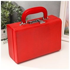 Шкатулка кожзам для украшений "Кожа змеи" красная чемодан 9,5х16,5х24 5043795 Сима ленд