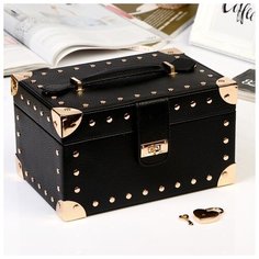 Шкатулка кожзам для украшений "Чёрная матовая с заклёпками" 12,5х22х15,5 см 4466328 Сима ленд