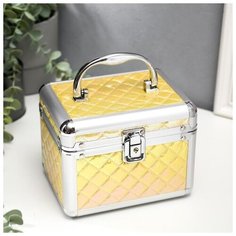 Шкатулка металлокаркас сундучок "Ромбы" жёлтый перламутр 13х16,7х12,8 см 5131807 Сима ленд