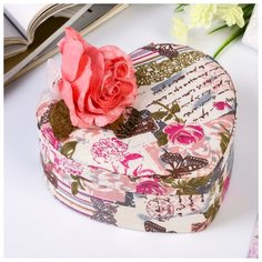 Шкатулка текстиль для украшений "Бутон розы" сердце 6,5х19х20,5 см 3905380 Сима ленд