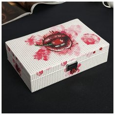 Шкатулка кожзам для украшений "Вишенка во рту" с блёстками 7х18х28 см 4571857 Сима ленд