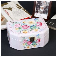 Шкатулка кожзам для украшений "Огромный букет с розами" 9,5х22х15,5 см 4466390 Сима ленд