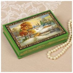 Шкатулка «Туман», зелёная, 11×16 см, лаковая миниатюра 3579615 Сима ленд