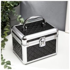 Шкатулка металлокаркас сундучок "Ромбы с блёстками" чёрная 13х16,7х12,8 см 5131799 Сима ленд