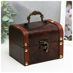 Шкатулка дерево сундучок "Тёмный шоколад" 9,5х12х9,5 см 3505328 Сима ленд