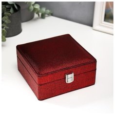 Шкатулка кожзам для украшений "Красные точки на чёрном" 7х15х15 см 5129781 Сима ленд