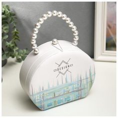 Шкатулка кожзам для украшений сумочка "Цветные линии" 15х18,5х7 см 5095267 Сима ленд