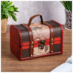 Шкатулка дерево "Карта" 11,5х17,3х10,7 см 1201899 Сима ленд