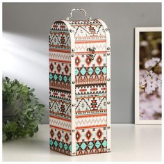 Шкатулка дерево под бутылку "Яркие орнаменты" 35х12х12 см 3505336 Сима ленд