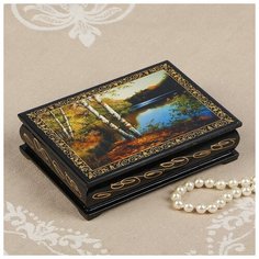 Шкатулка «Берег озера», 10×14 см, лаковая миниатюра 2314275 Сима ленд