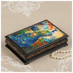 Шкатулка «Павлин», 11×16 см, лаковая миниатюра 2431111 Сима ленд