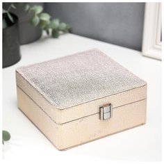 Шкатулка кожзам для украшений "Белые точки на золоте" 7х15х15 см 5129780 Сима ленд