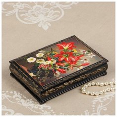 Шкатулка «Лилии в вазе», 11×16 см, лаковая миниатюра 2664000 Сима ленд