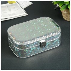 Шкатулка кожзам для украшений "Слюда голография" серебро 6х18х12 см 4327232 Сима ленд