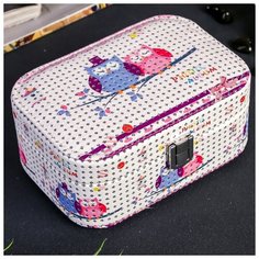 Шкатулка кожзам для украшений "Совята" с блёстками 7,2х16,7х11,7 см 3907682 Сима ленд