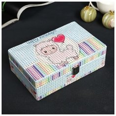 Шкатулка кожзам для украшений "Барашек с сердечком" с блёстками 7х14х21,5 см 4571851 Сима ленд