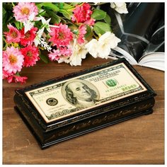 Шкатулка - купюрница «Доллар», 8,5×17 см, лаковая миниатюра 881132 Сима ленд