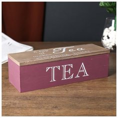 Шкатулка дерево с делениями "Чашка чая и жизнь лучше" 7х8,5х24 см 4773933 Сима ленд