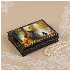 Шкатулка «Мишки в лесу», 10×14 см, лаковая миниатюра 2566806 Сима ленд