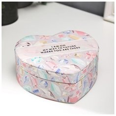 Шкатулка кожзам для украшений сердце "Самоцветы" 7х14х17 см 5144434 Сима ленд