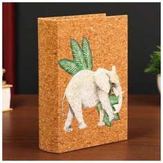 Шкатулка-книга дерево кожзам под пробку "Индийский слон" 18х13х4 см 4825583 Сима ленд