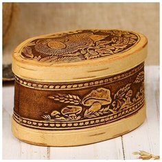 Шкатулка «Ёжик - чудак», овал, 12×8,5×6,5 см, береста 3312857 Сима ленд