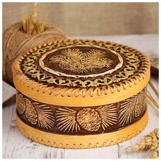 Шкатулка «Шишки», 18,5×18,5×8 см, береста 3820280 Сима ленд