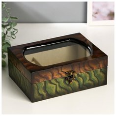 Шкатулка дерево лак с отделениями под бижутерию "Джемма" 15х20х8 см 2273915 Сима ленд