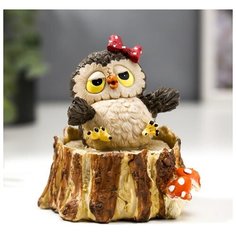Шкатулка полистоун "Совушка с бантиком" 10,5х8,5х9 см 4997380 Сима ленд