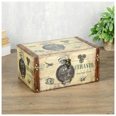 Шкатулка дерево кожзам "Время для путешествий" 12х16х24 см 4060608 Сима ленд