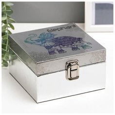 Шкатулка дерево "Слон Махараджи" кожзам глянец 8х14х14 см 4825586 Сима ленд