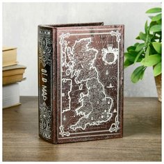 Шкатулка-книга дерево кожзам перламутр "Старая карта" 16х11х4,5 см 4060592 Сима ленд