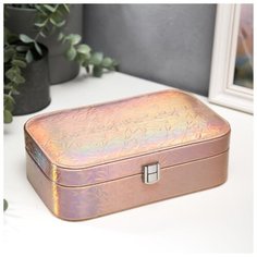 Шкатулка кожзам для украшений "Ледяные кристаллы" золото 7х22,5х14,5 см 5129768 Сима ленд