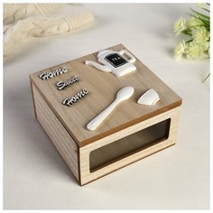 Шкатулка дерево со стеклянной вставкой "Чаепитие" 8,3х15х15 см 4280890 Сима ленд