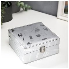 Шкатулка кожзам для украшений "Макияж" серебро 7х15х15 см 5129774 Сима ленд